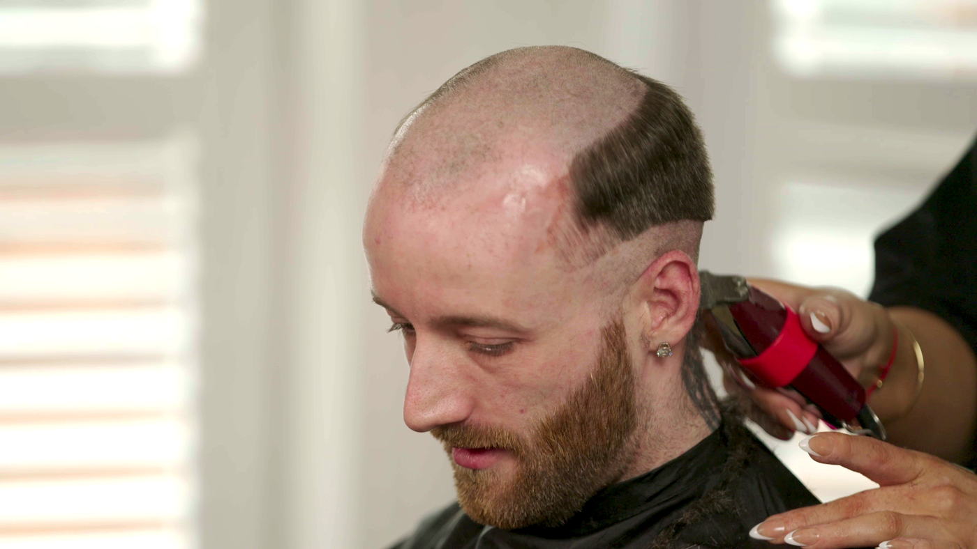 Man having haircut